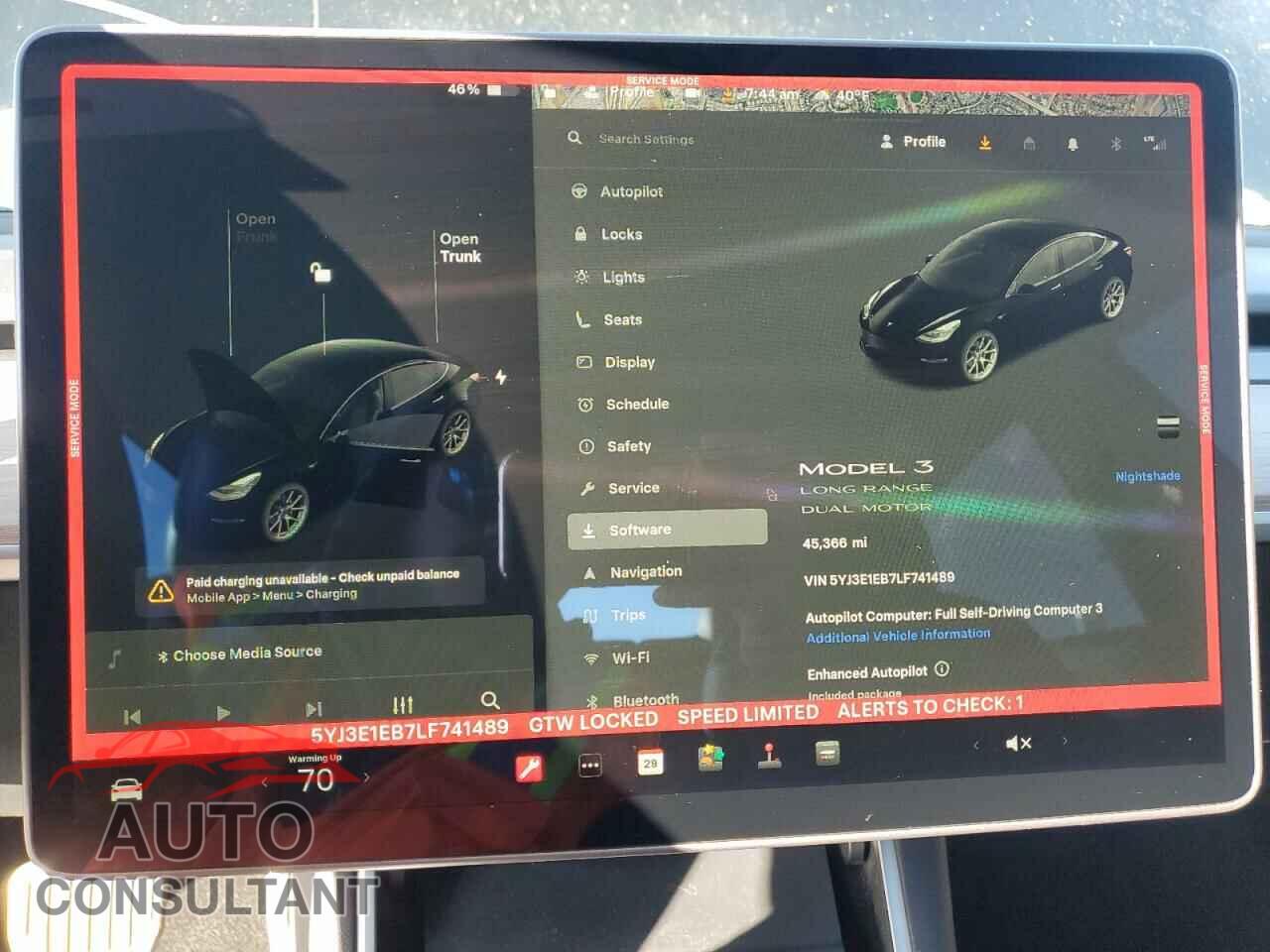 TESLA MODEL 3 2020 - 5YJ3E1EB7LF741489