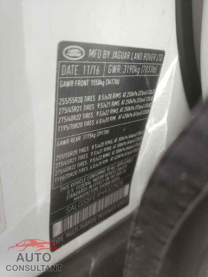 LAND ROVER RANGEROVER 2017 - SALGS5FEXHA322829