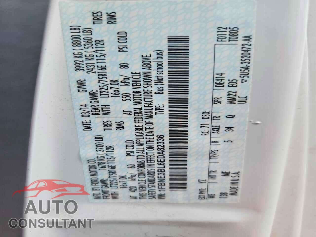 FORD ECONOLINE 2014 - 1FBNE3BL6EDA82336