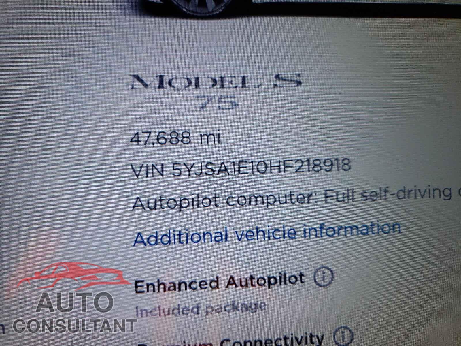 TESLA MODEL S 2017 - 5YJSA1E10HF218918