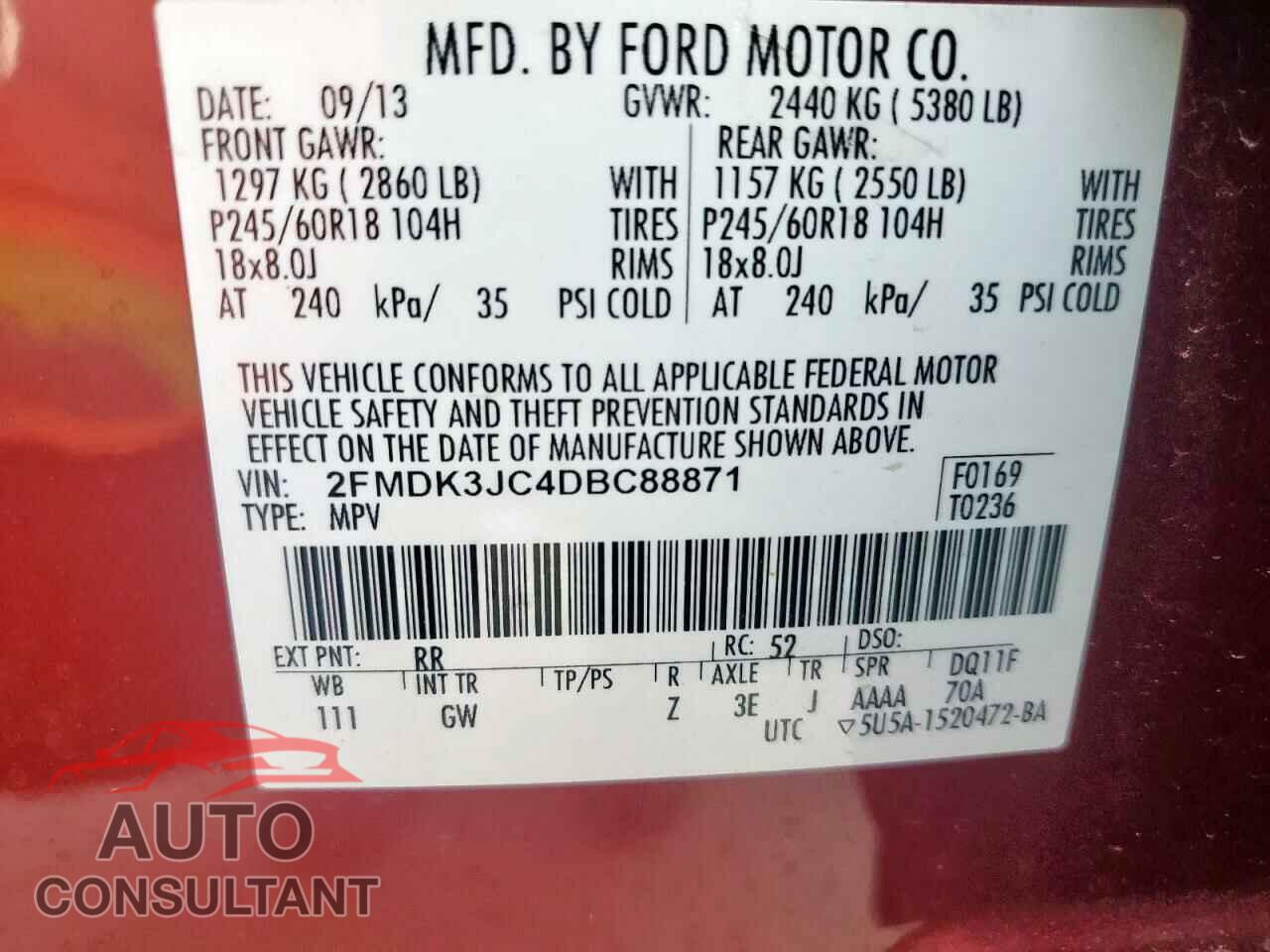 FORD EDGE 2013 - 2FMDK3JC4DBC88871