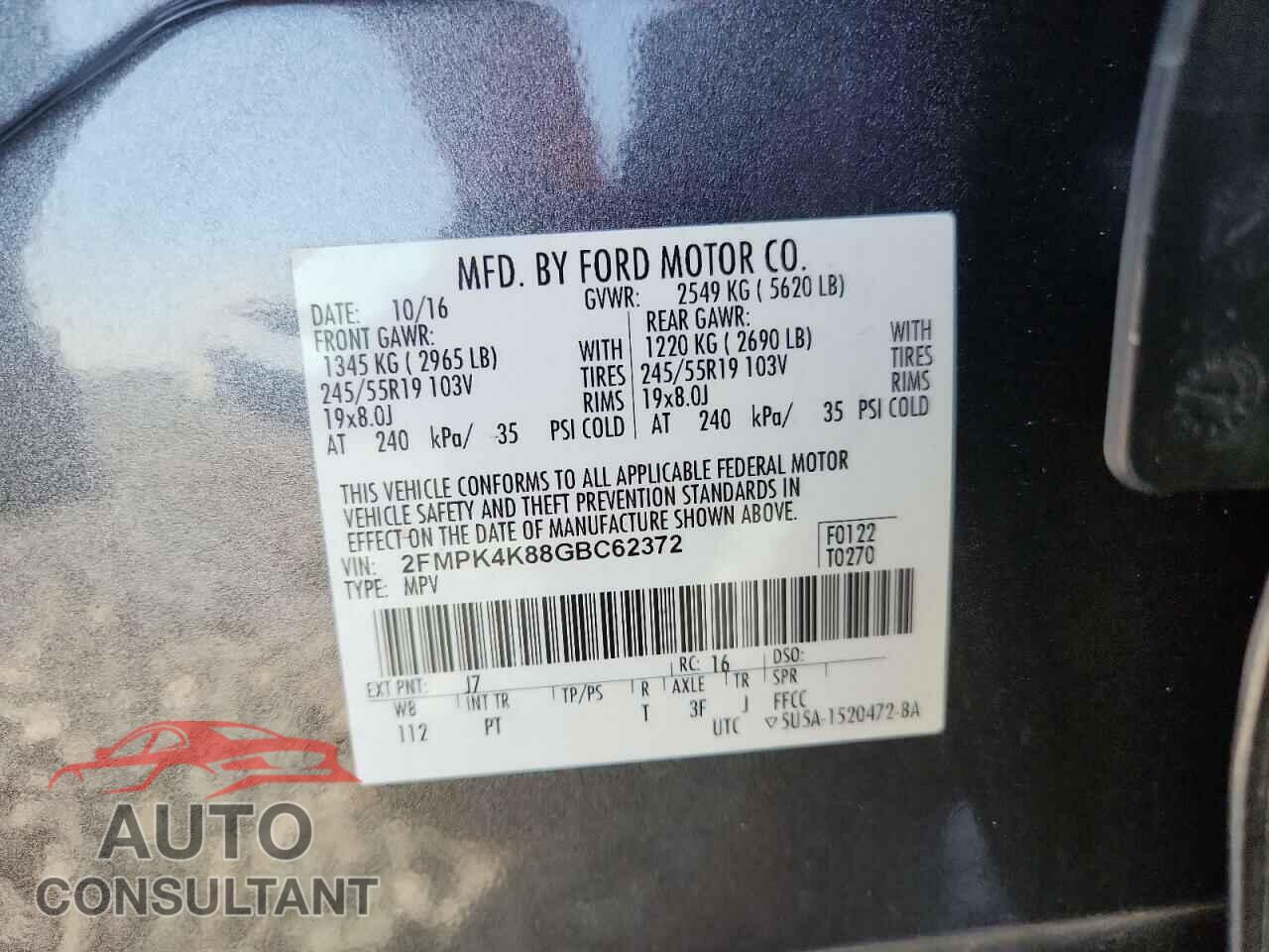 FORD EDGE 2016 - 2FMPK4K88GBC62372