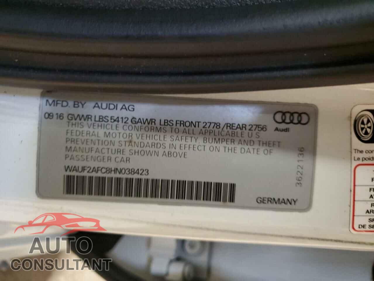 AUDI A6 2017 - WAUF2AFC8HN038423