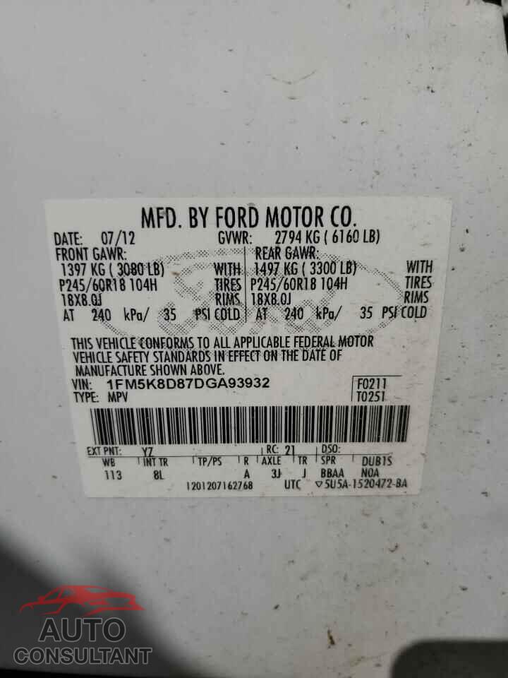 FORD EXPLORER 2013 - 1FM5K8D87DGA93932