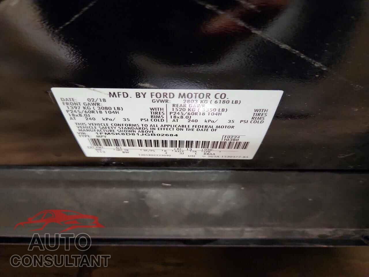 FORD EXPLORER 2018 - 1FM5K8D81JGB02684