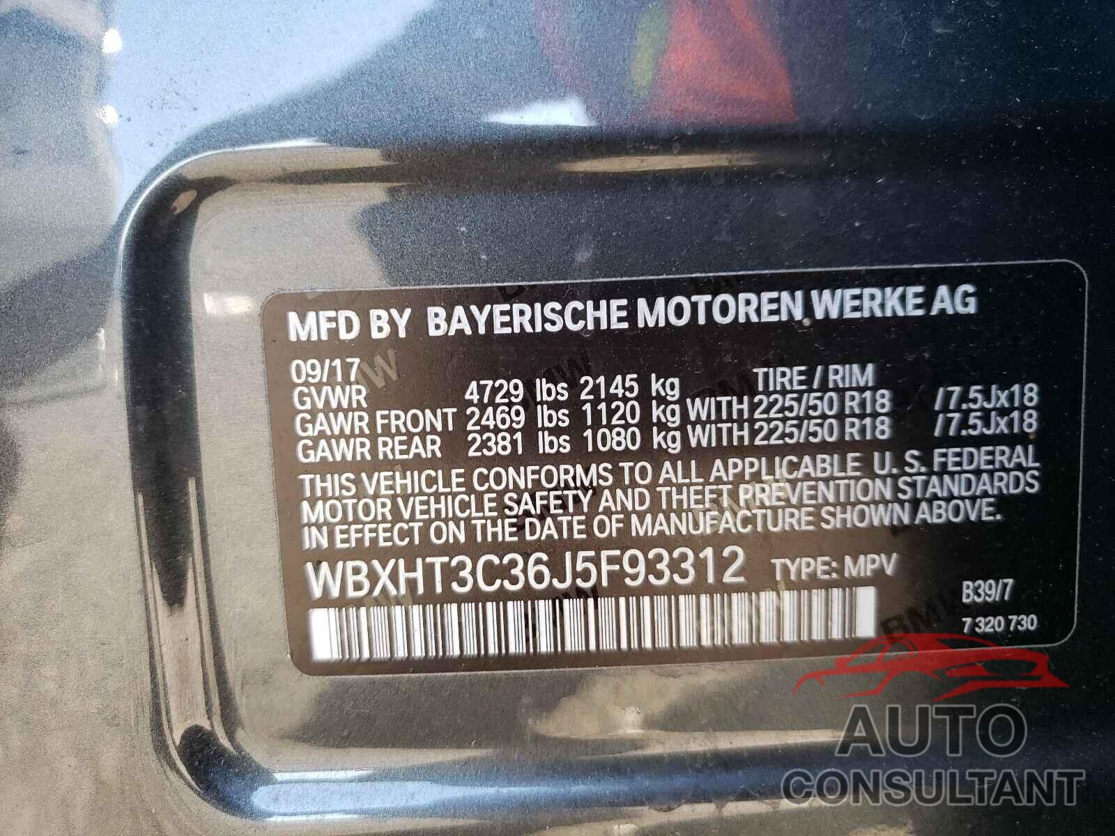 BMW X1 2018 - WBXHT3C36J5F93312