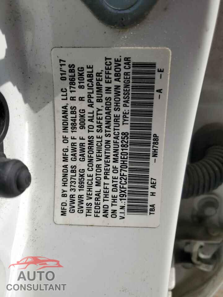HONDA CIVIC 2017 - 19XFC2F70HE018258