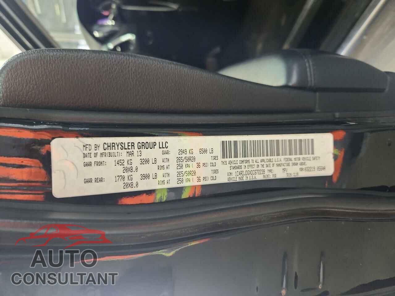 DODGE DURANGO 2013 - 1C4RDJDGXDC672239