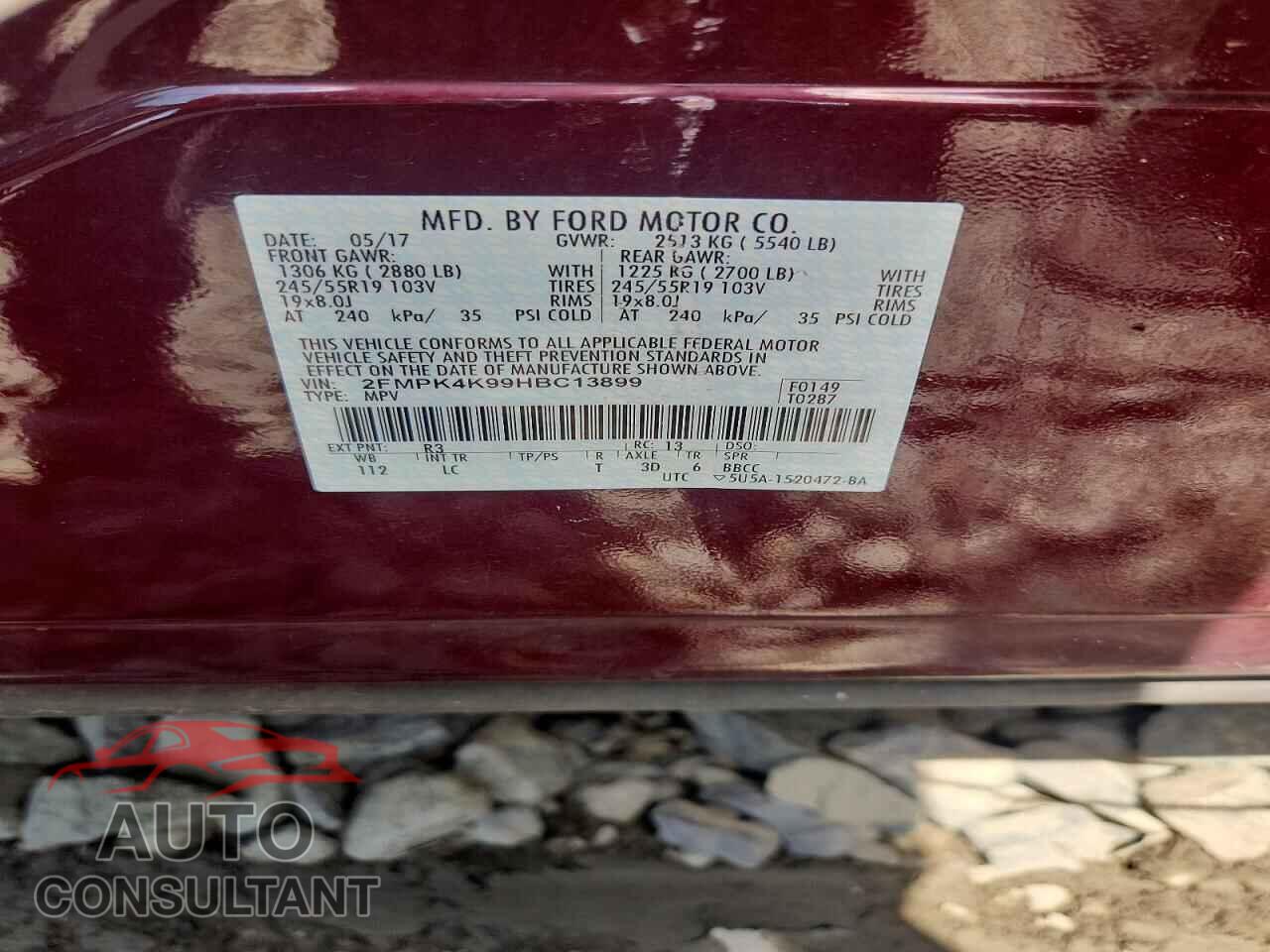 FORD EDGE 2017 - 2FMPK4K99HBC13899