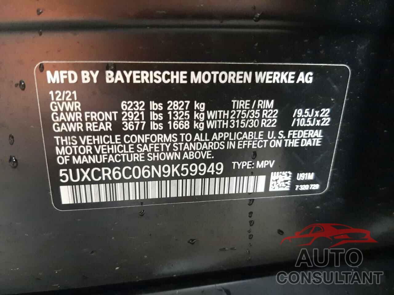 BMW X5 2022 - 5UXCR6C06N9K59949