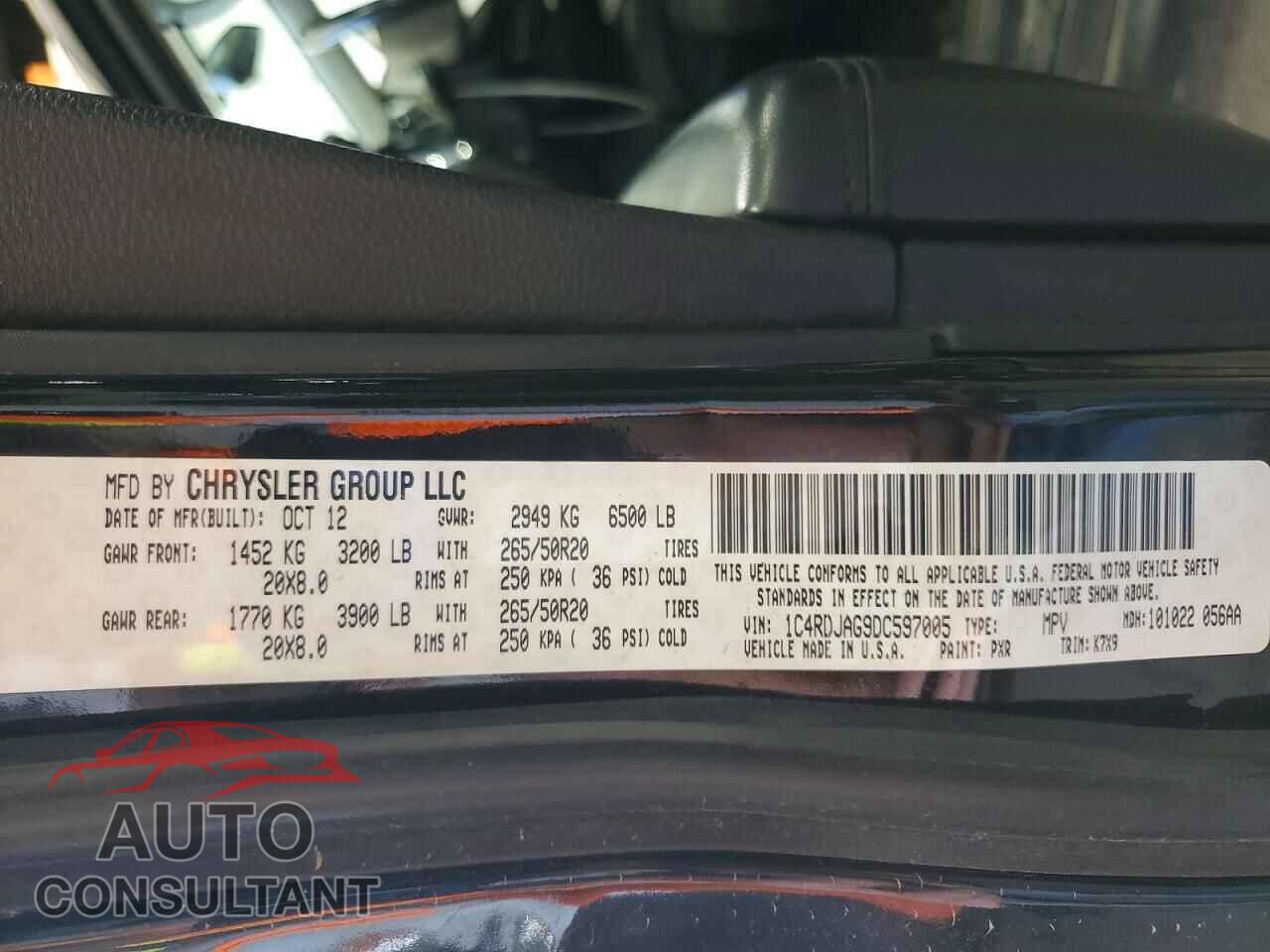 DODGE DURANGO 2013 - 1C4RDJAG9DC597005