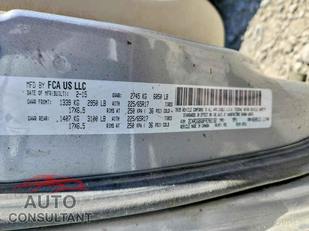 DODGE CARAVAN 2015 - 2C4RDGBG8FR702192