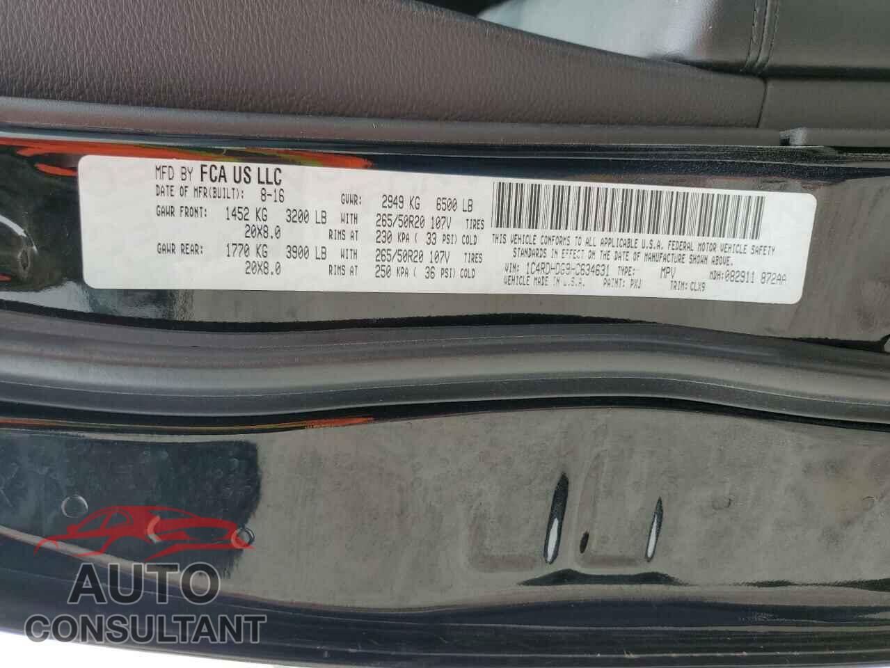 DODGE DURANGO 2017 - 1C4RDHDG9HC634631