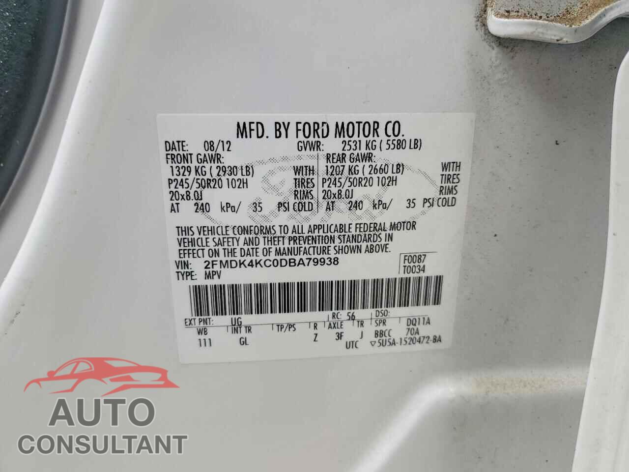 FORD EDGE 2013 - 2FMDK4KC0DBA79938