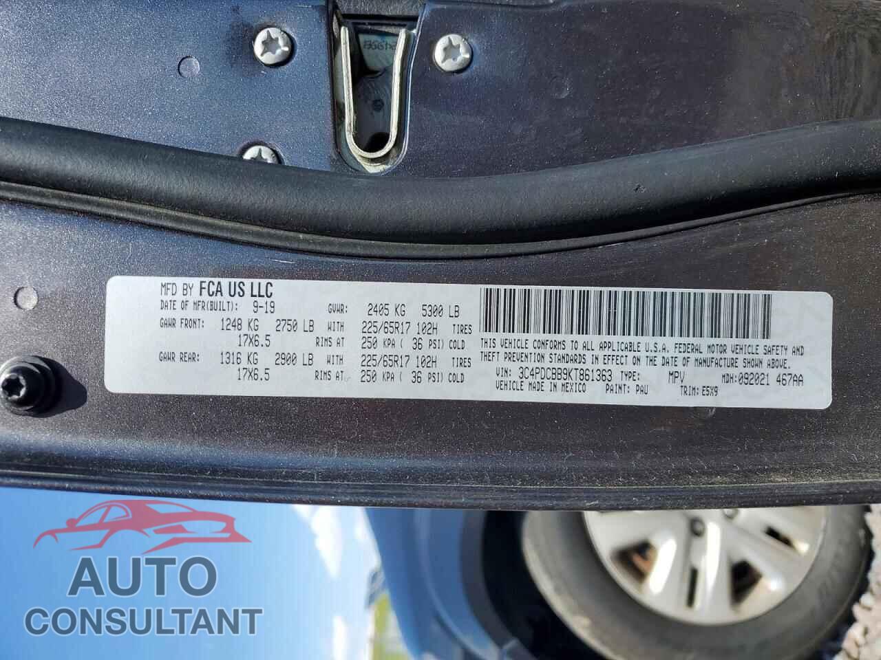 DODGE JOURNEY 2019 - 3C4PDCBB9KT861363