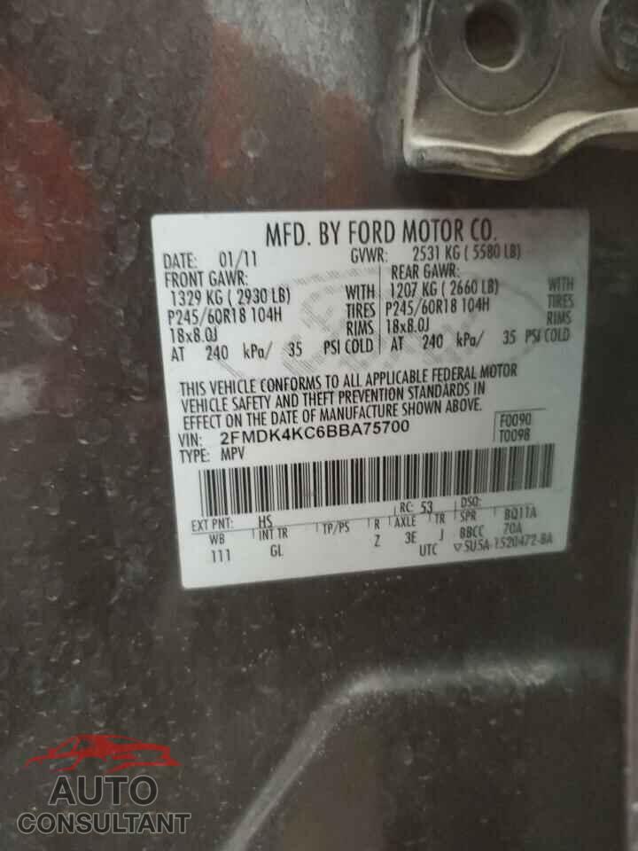 FORD EDGE 2011 - 2FMDK4KC6BBA75700