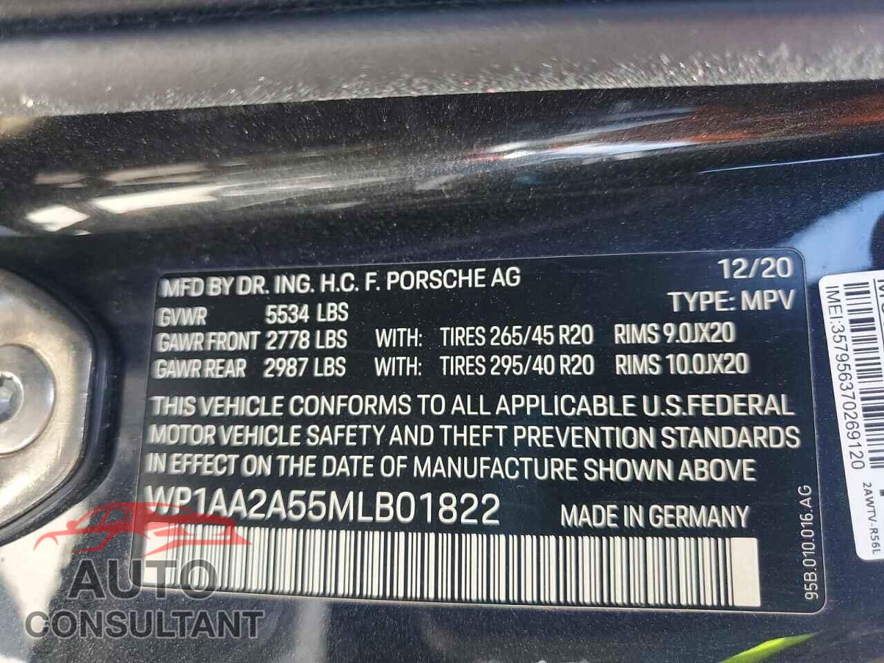 PORSCHE MACAN 2021 - WP1AA2A55MLB01822