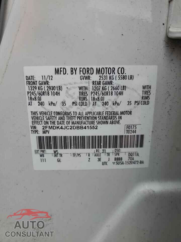 FORD EDGE 2013 - 2FMDK4JC2DBB41552