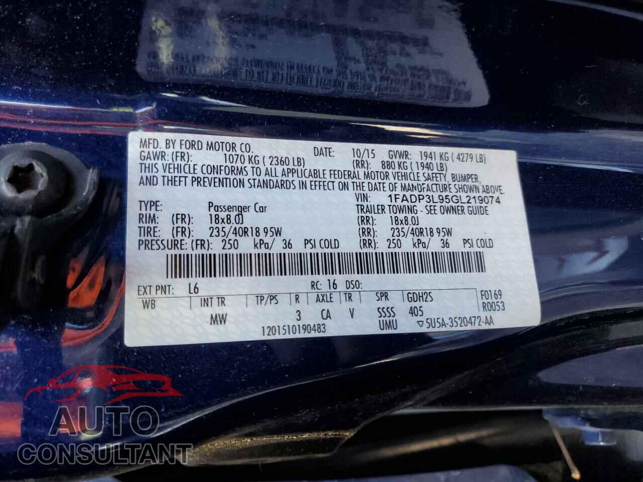 FORD FOCUS 2016 - 1FADP3L95GL219074