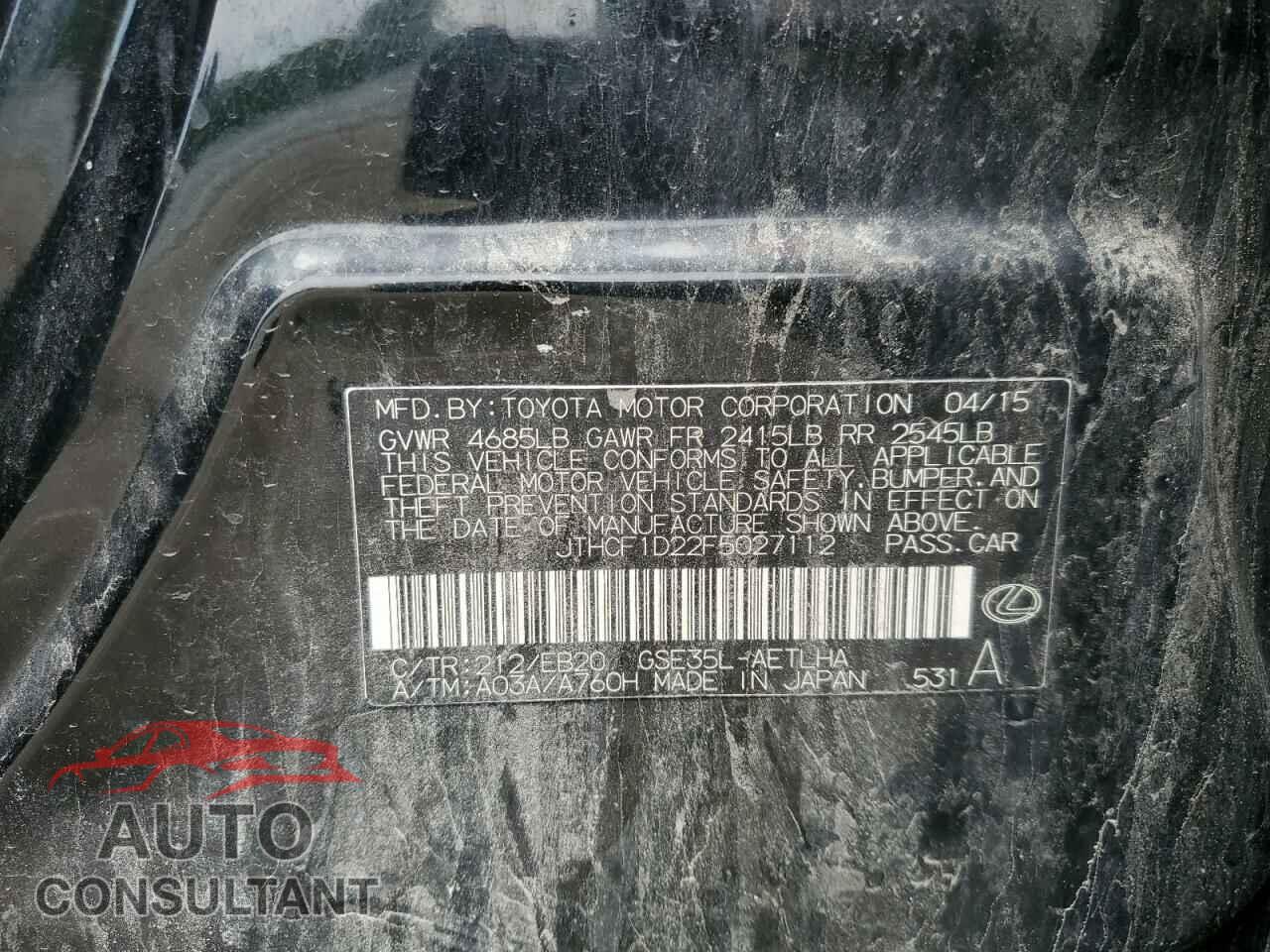 LEXUS IS 2015 - JTHCF1D22F5027112