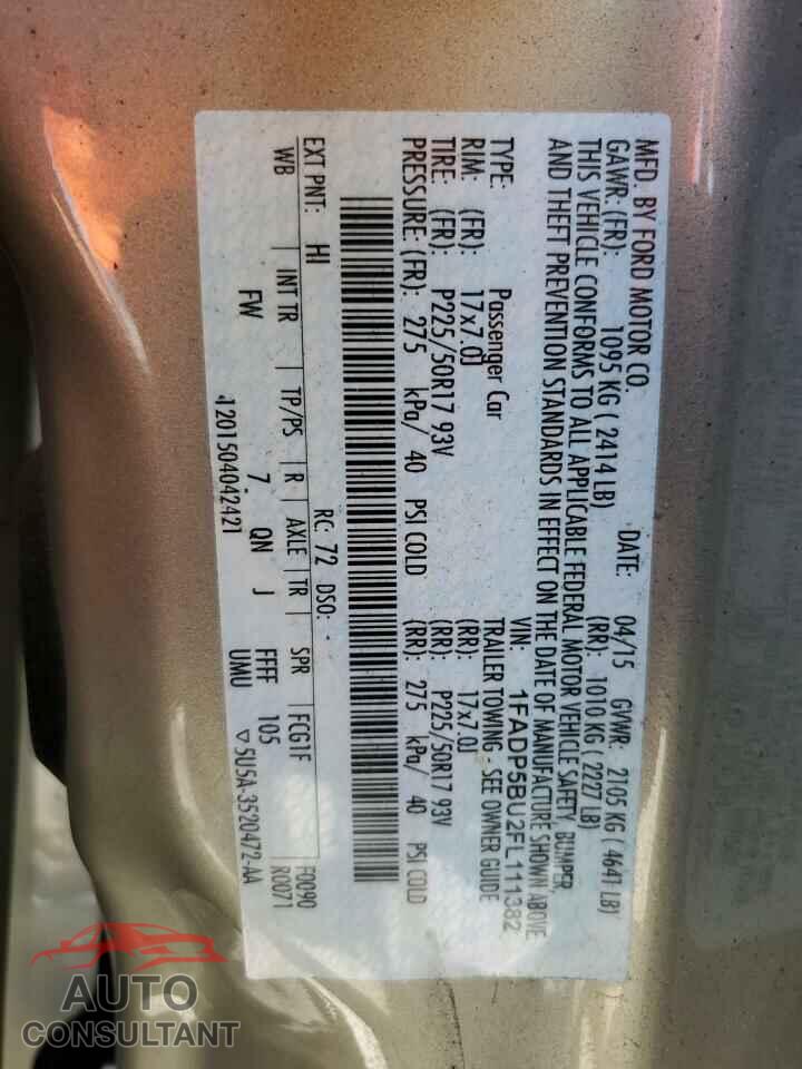FORD CMAX 2015 - 1FADP5BU2FL111382