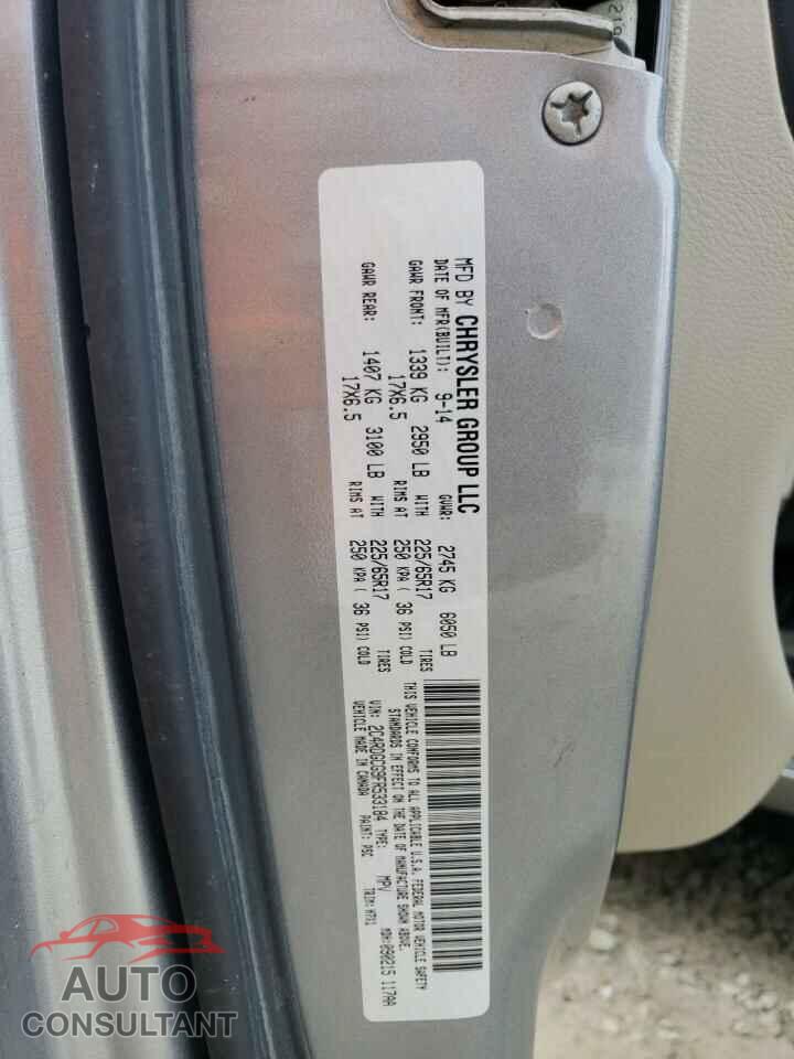 DODGE CARAVAN 2015 - 2C4RDGCG9FR533184