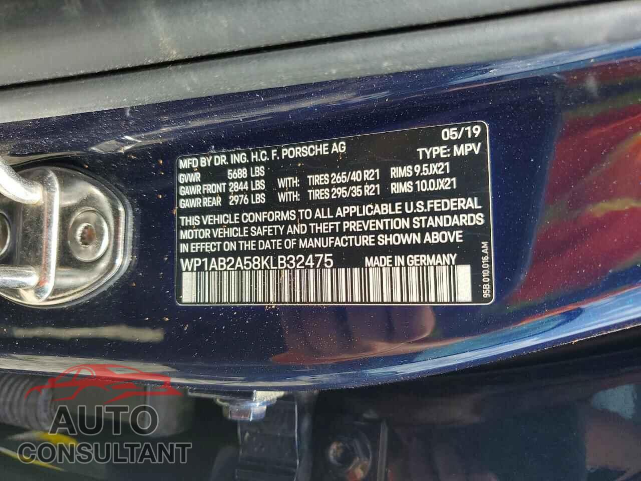 PORSCHE MACAN 2019 - WP1AB2A58KLB32475