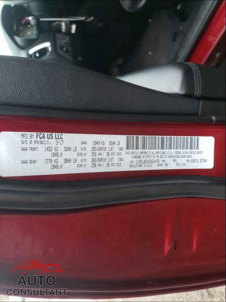 DODGE DURANGO 2017 - 1C4RDJAG3HC824078
