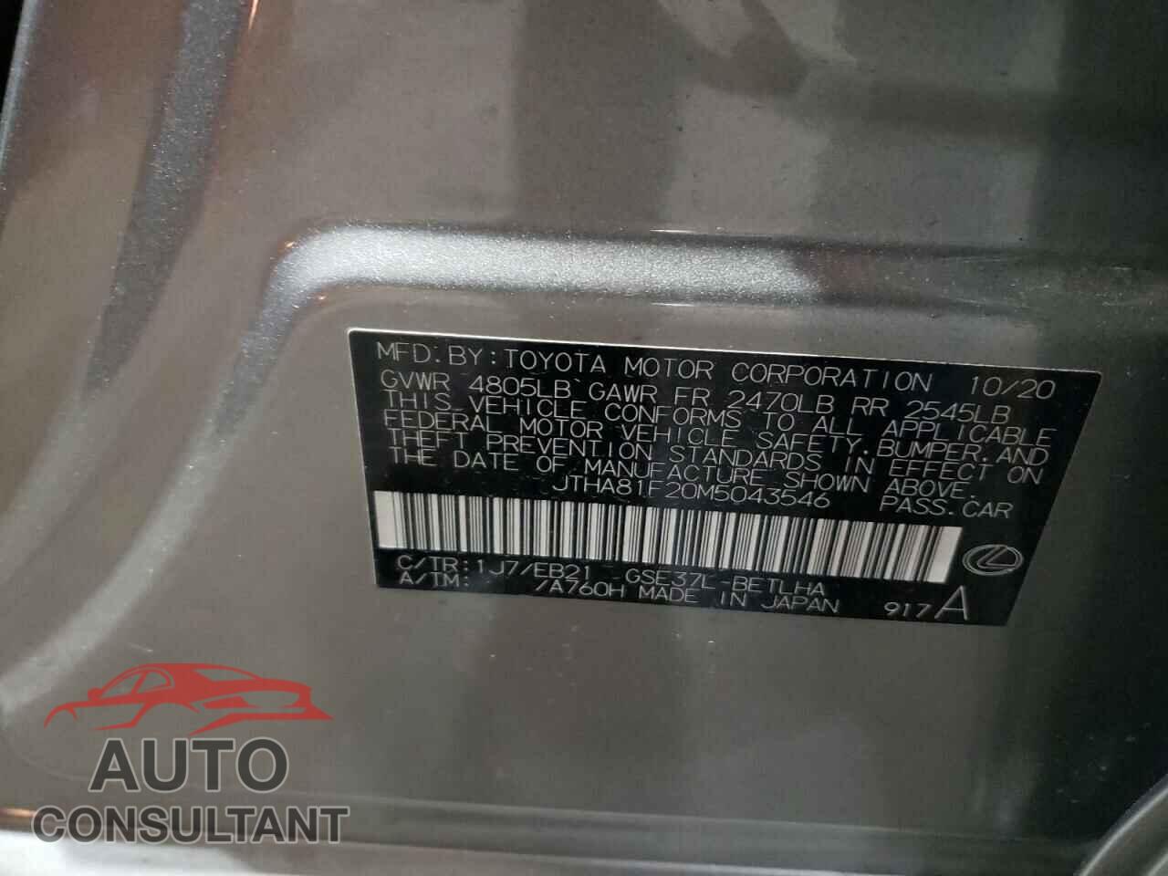 LEXUS IS 2021 - JTHA81F20M5043546
