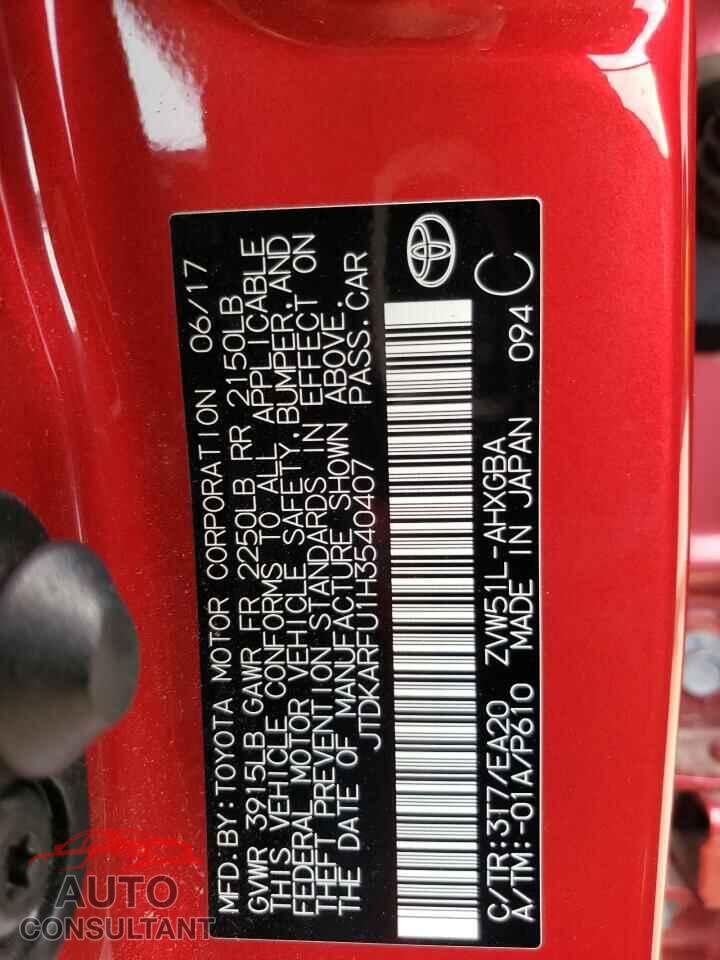 TOYOTA PRIUS 2017 - JTDKARFU1H3540407