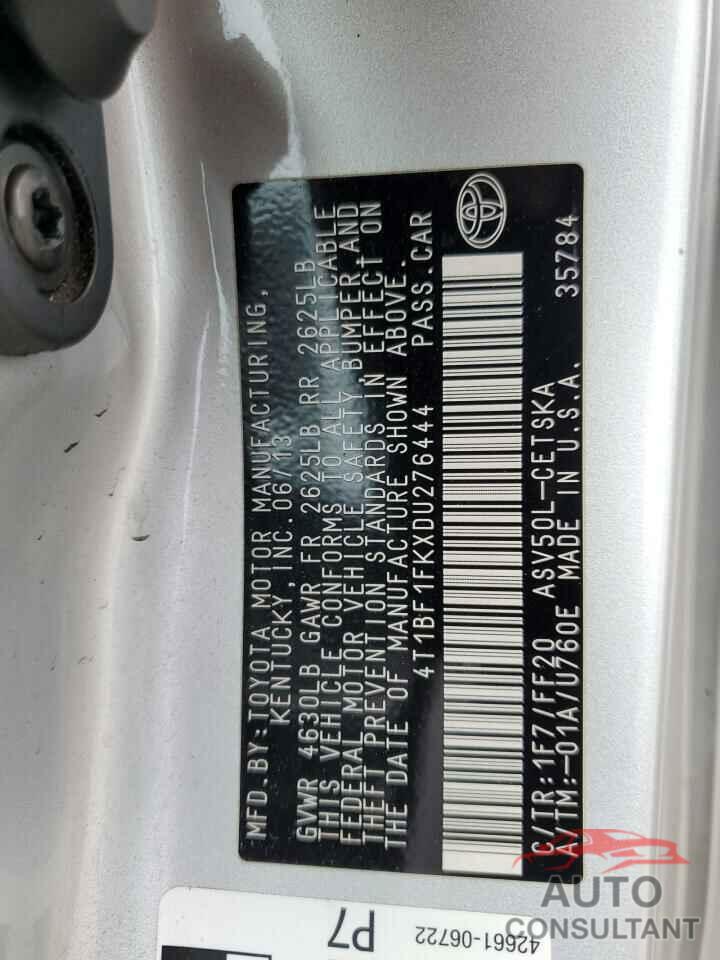 TOYOTA CAMRY 2013 - 4T1BF1FKXDU276444