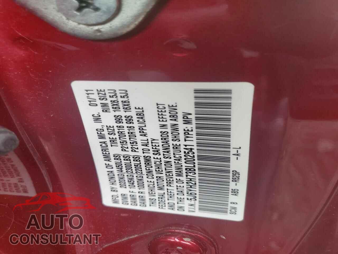 HONDA ELEMENT 2011 - 5J6YH2H73BL002541