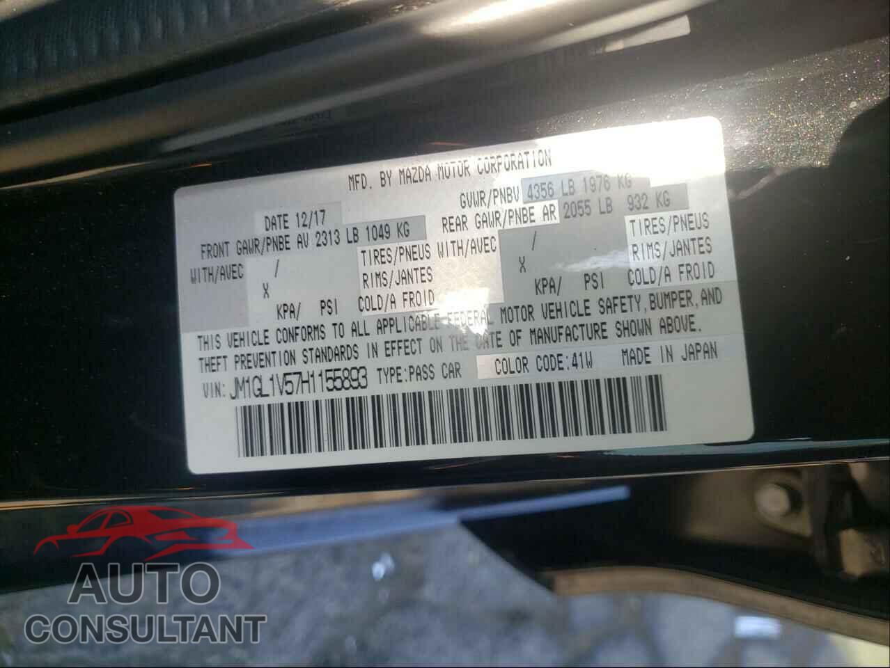 MAZDA 6 2017 - JM1GL1V57H1155893