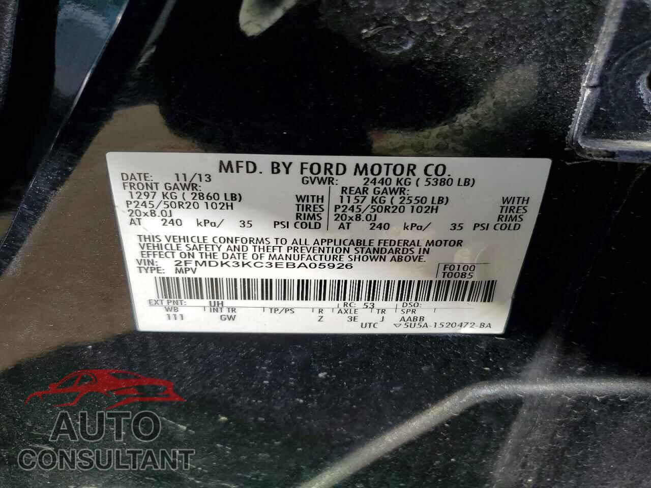 FORD EDGE 2014 - 2FMDK3KC3EBA05926