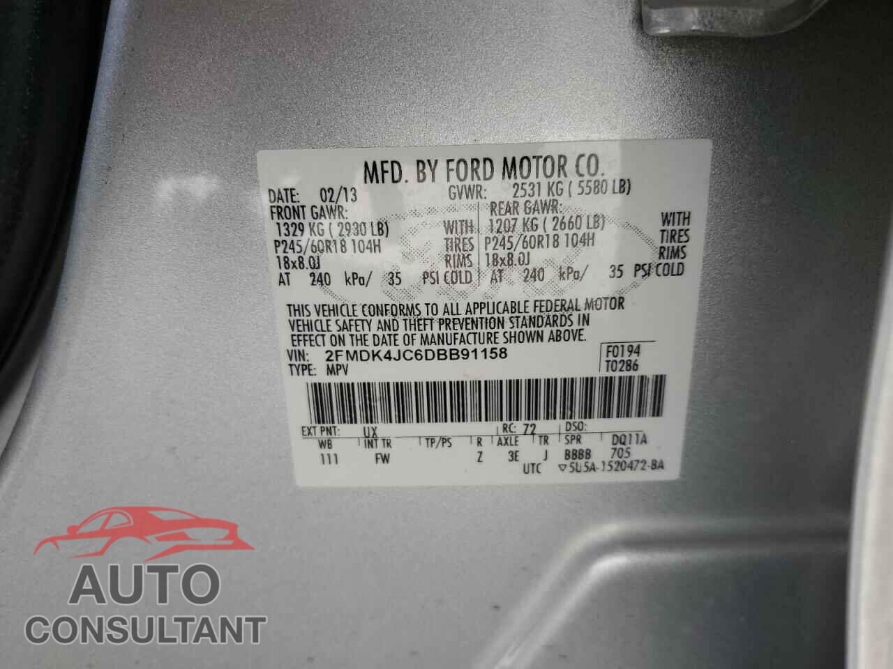 FORD EDGE 2013 - 2FMDK4JC6DBB91158