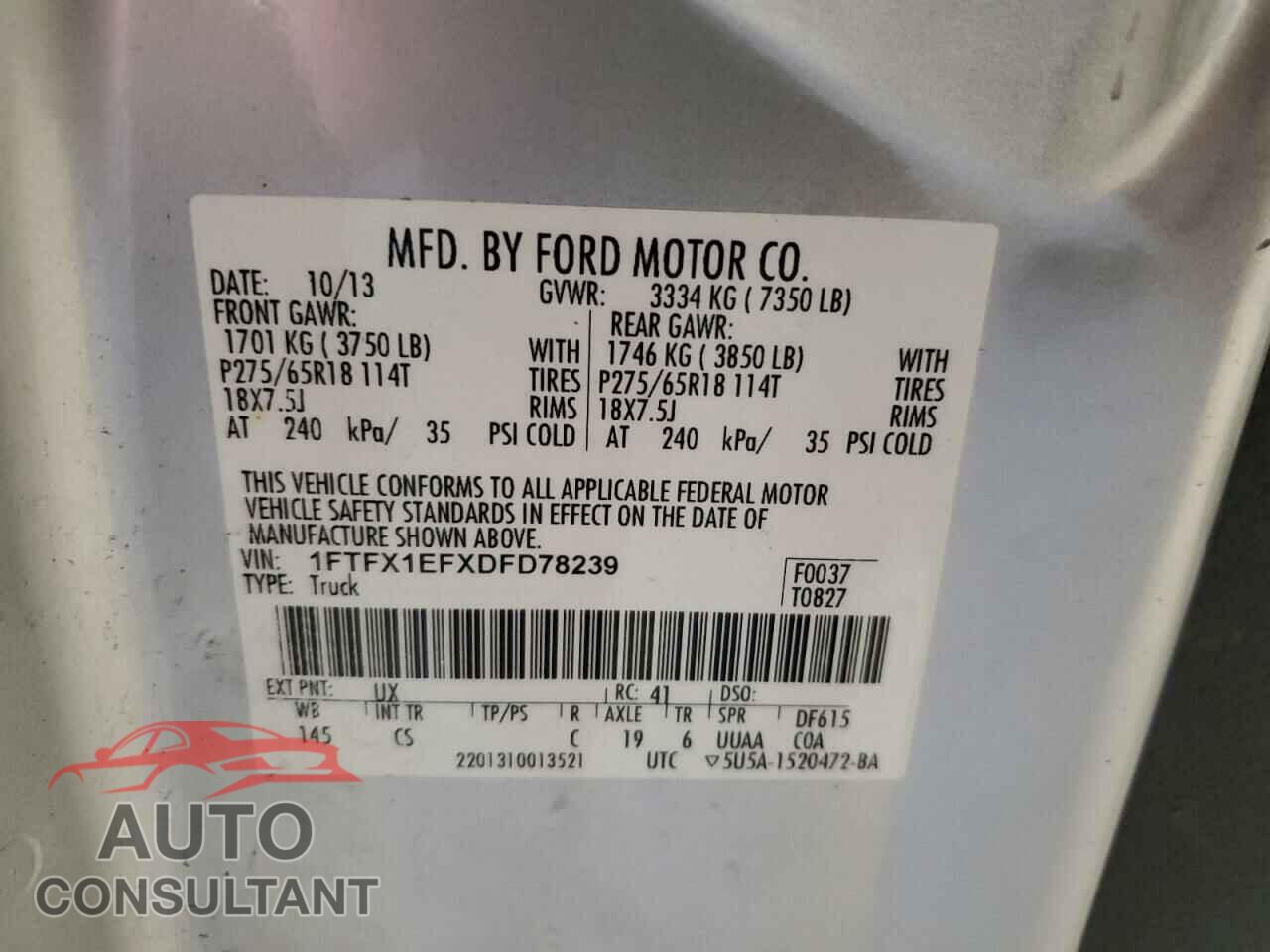 FORD F-150 2013 - 1FTFX1EFXDFD78239