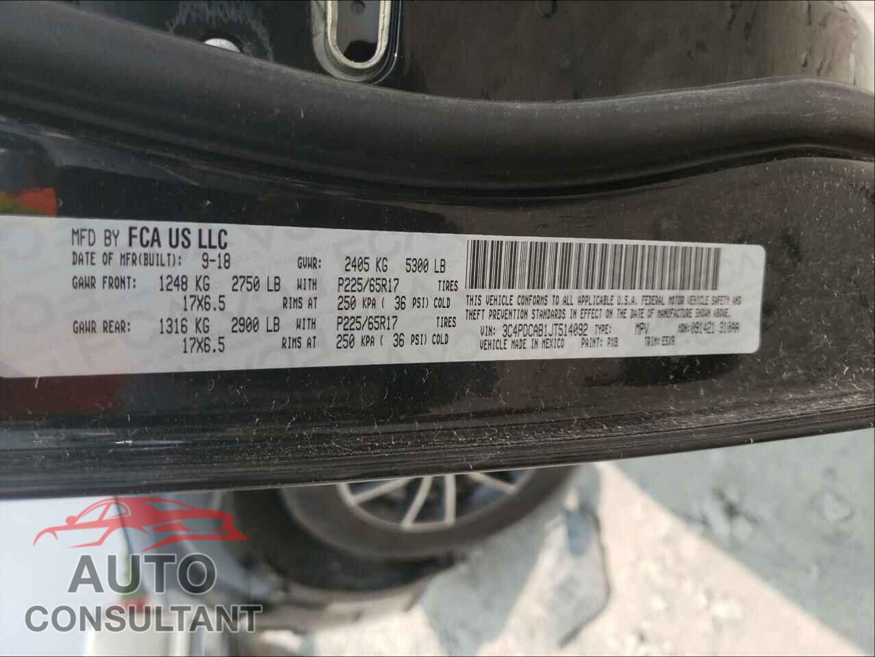 DODGE JOURNEY 2018 - 3C4PDCAB1JT514092