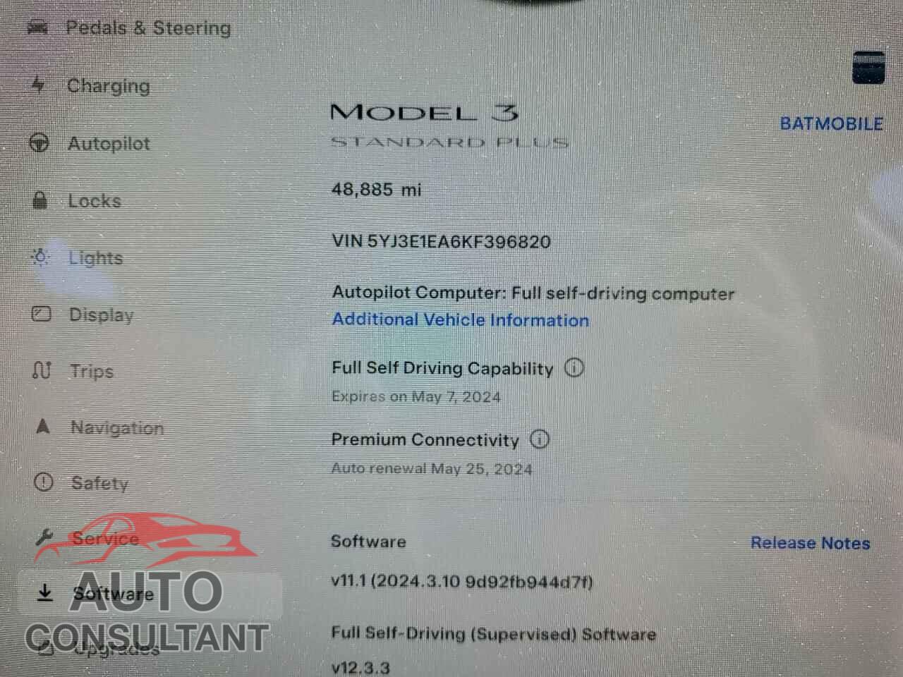 TESLA MODEL 3 2019 - 5YJ3E1EA6KF396820