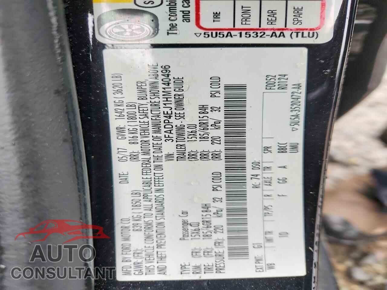 FORD FIESTA 2017 - 3FADP4EJ1HM140496