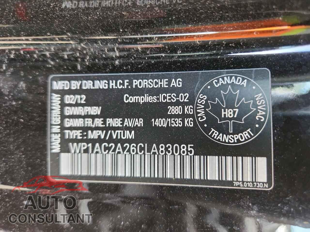 PORSCHE CAYENNE 2012 - WP1AC2A26CLA83085