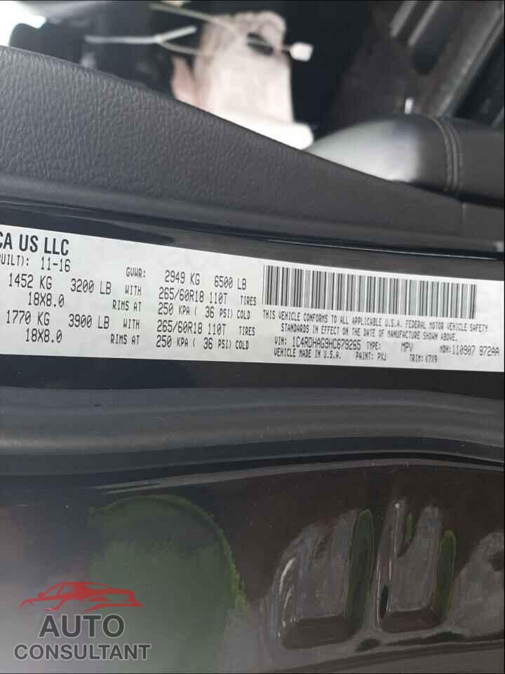 DODGE DURANGO 2017 - 1C4RDHAG9HC679265