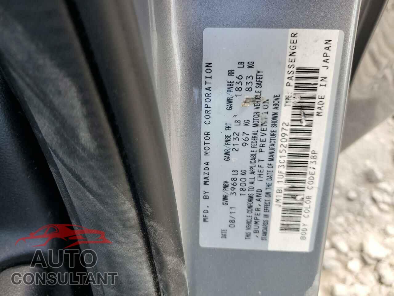 MAZDA 3 2012 - JM1BL1UF3C1520972