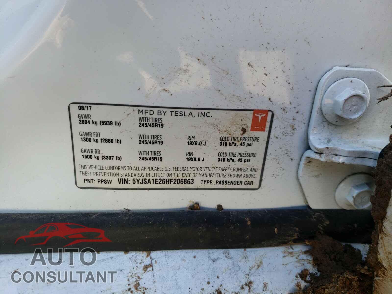 TESLA MODEL S 2017 - 5YJSA1E26HF206863