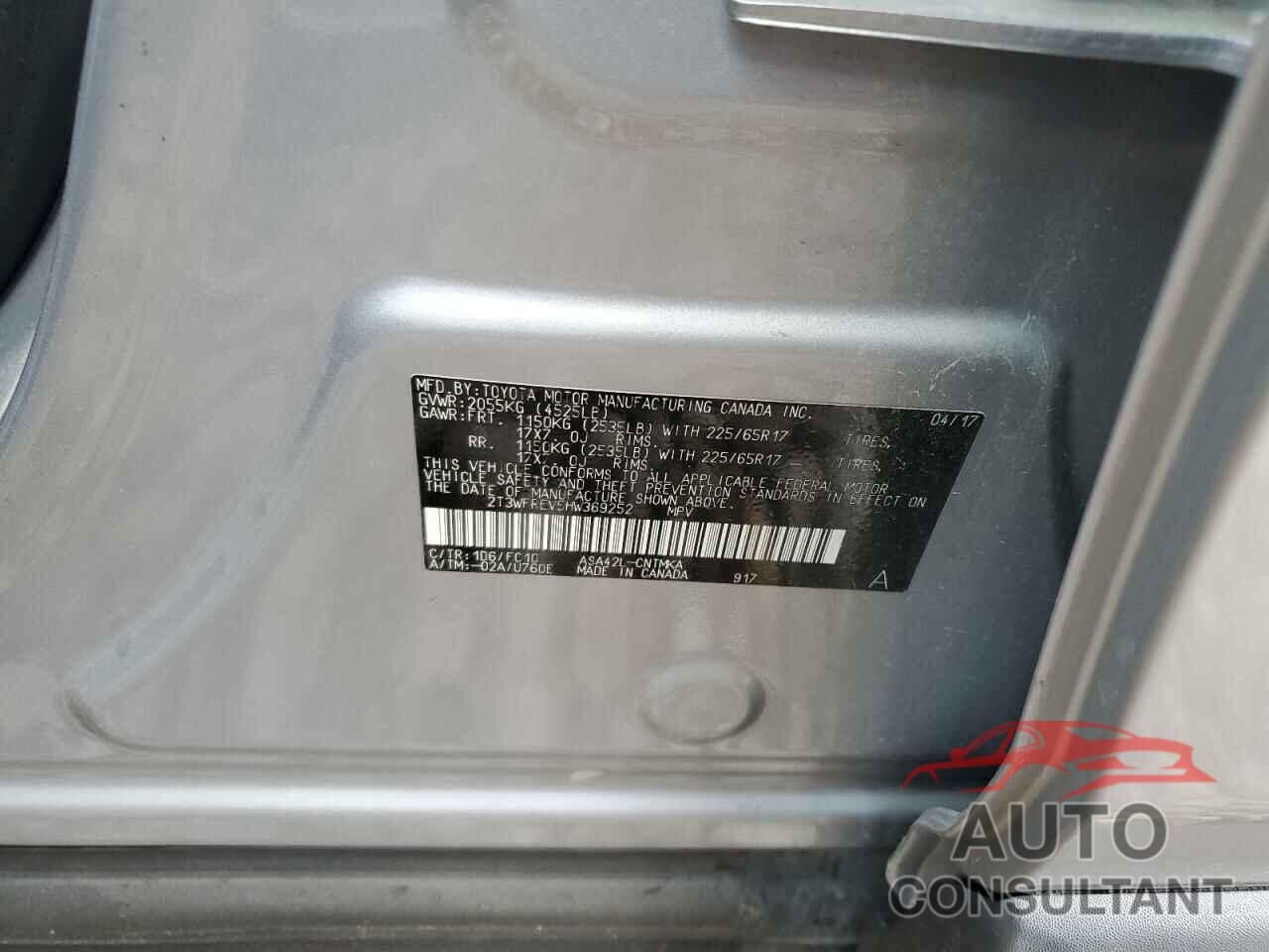 TOYOTA RAV4 2017 - 2T3WFREV5HW369252