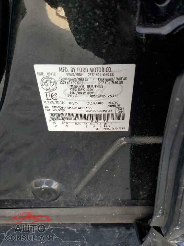 FORD EDGE 2013 - 2FMDK4AK5DBA99160