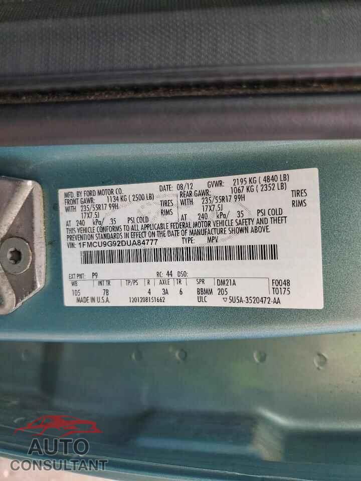 FORD ESCAPE 2013 - 1FMCU9G92DUA84777