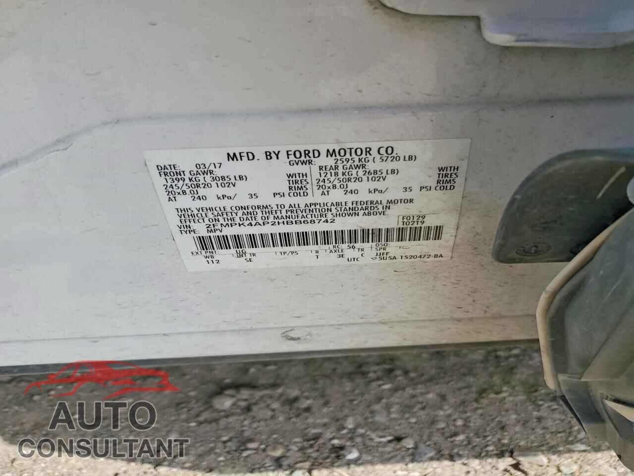 FORD EDGE 2017 - 2FMPK4AP2HBB68742