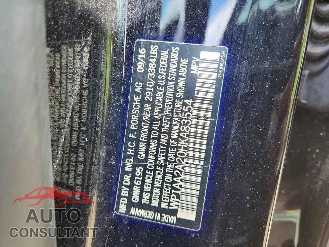 PORSCHE CAYENNE 2017 - WP1AA2A20HKA83554