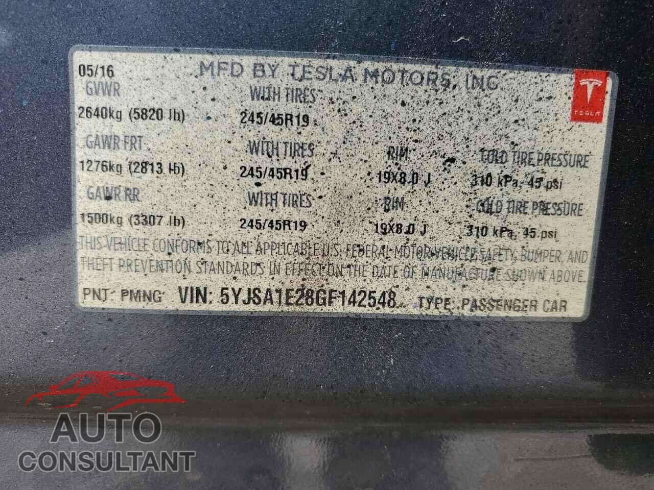 TESLA MODEL S 2016 - 5YJSA1E28GF142548