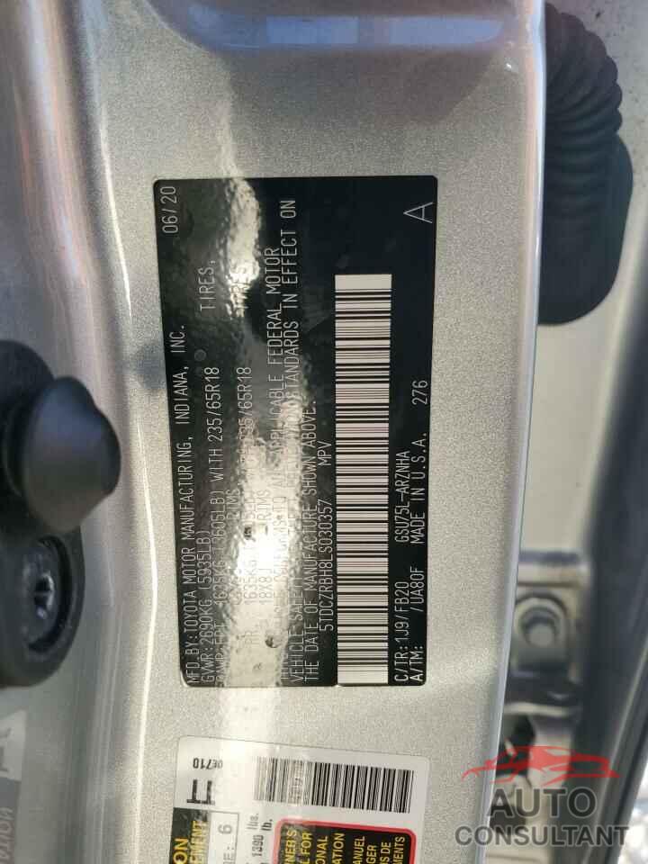 TOYOTA HIGHLANDER 2020 - 5TDCZRBH8LS030357